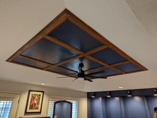 Custom coffered ceiling with wood trim