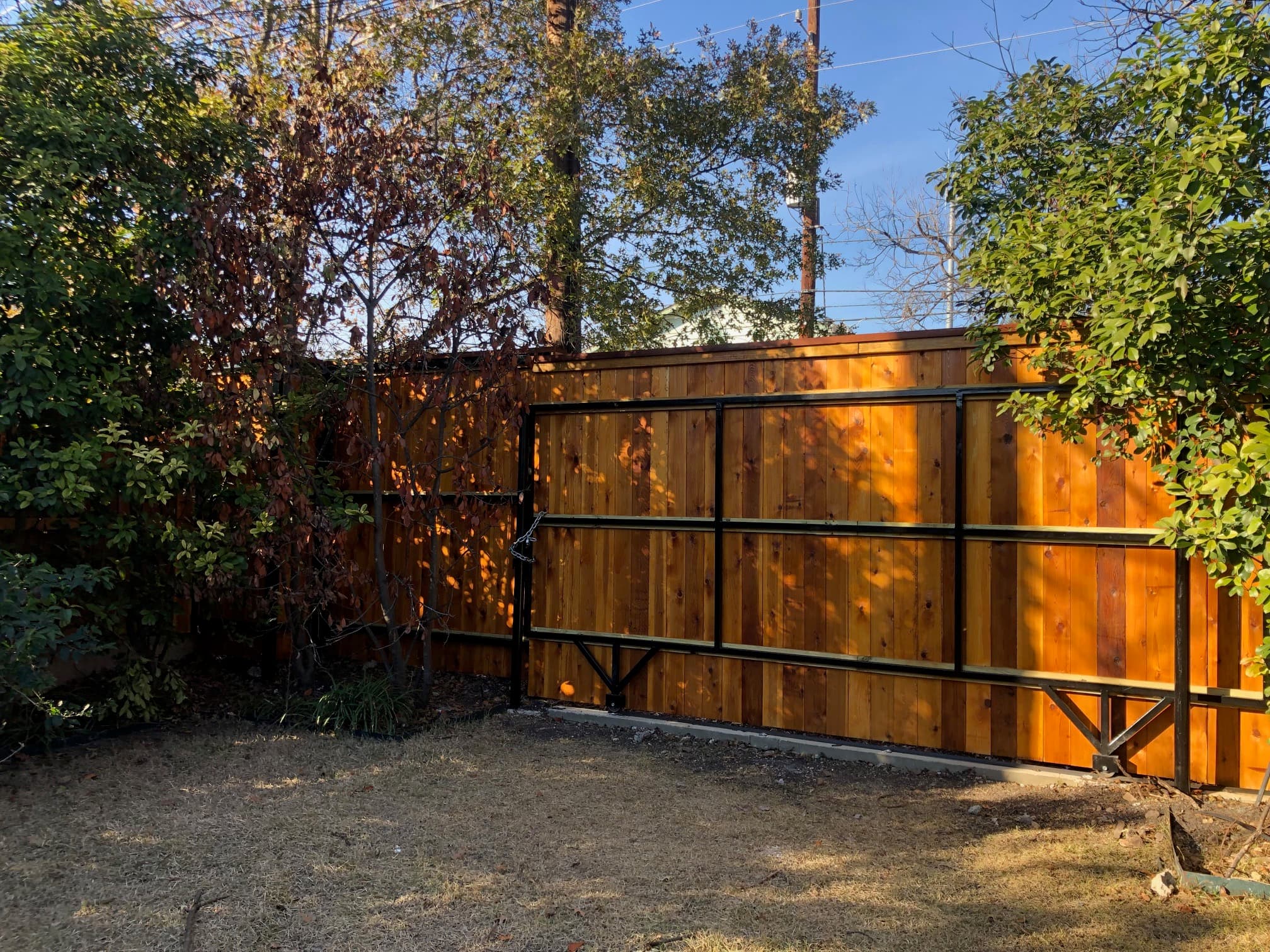 Cedar Fence with Metal Gate