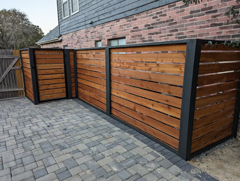 Modern horizontal cedar fence in Stone Oak San Antonio