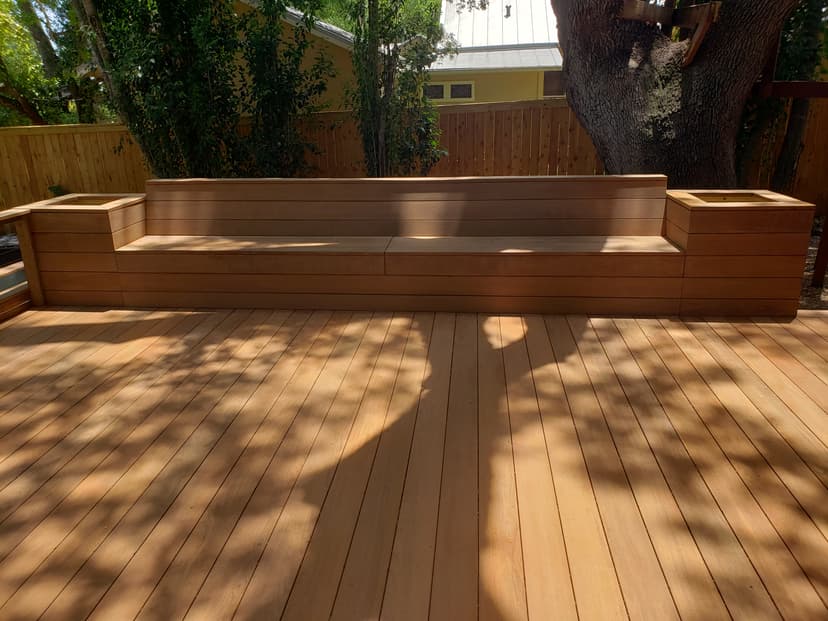 Cedar deck with built-in seating in Alamo Heights San Antonio
