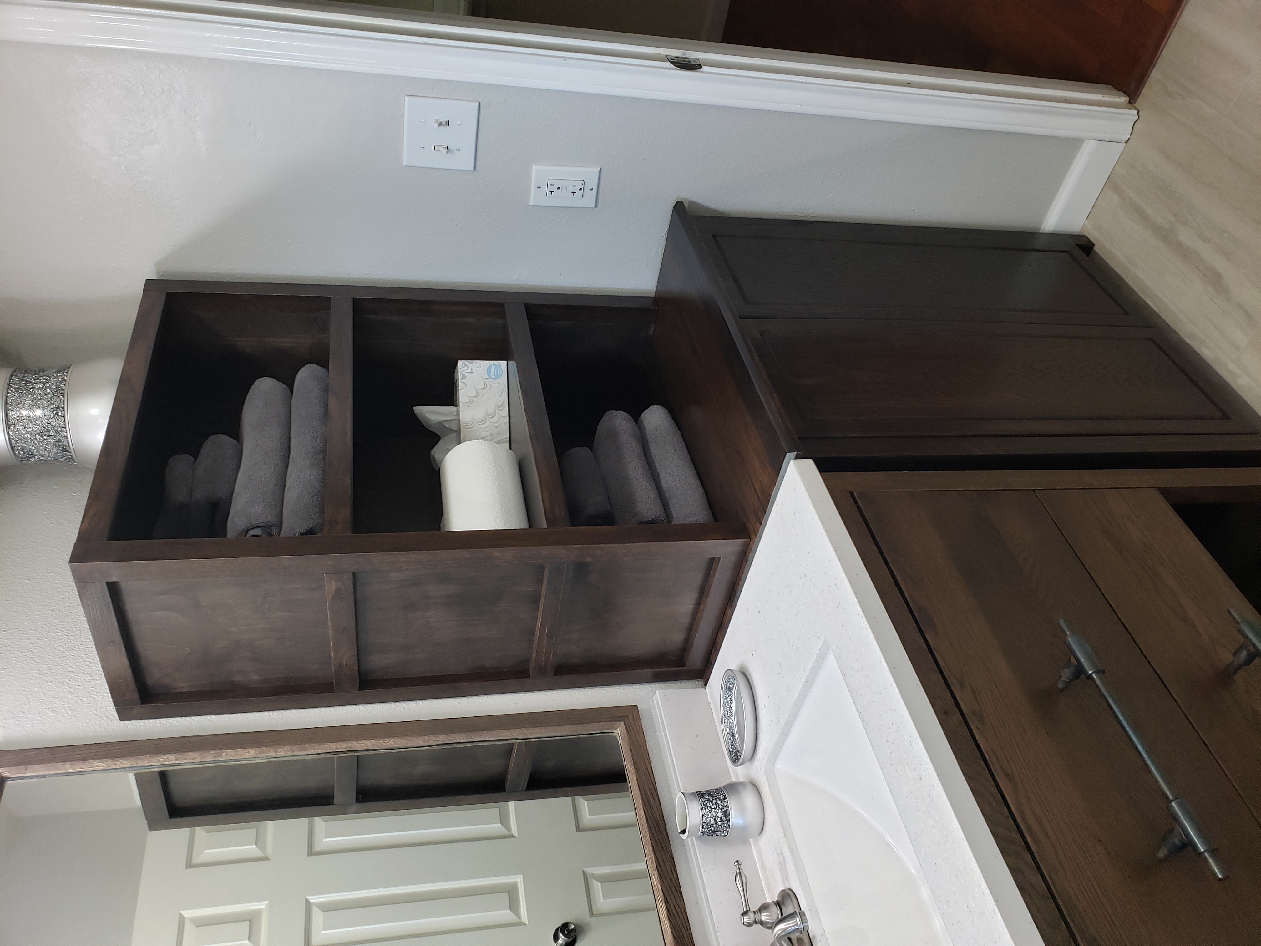 Custom bathroom vanity with pull-out drawers for organized storage