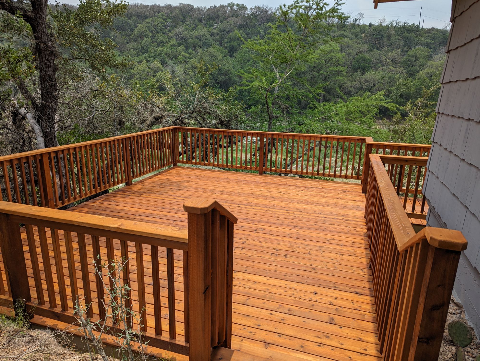 Custom cedar deck with panoramic hill country view